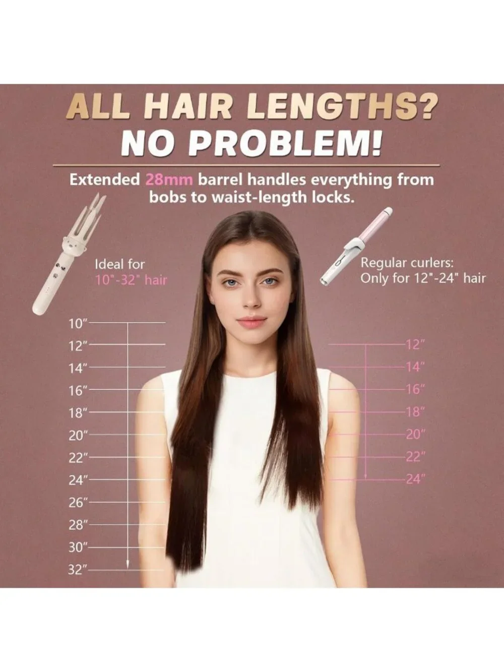 Automatic Rotating Curling Iron - 1.1 Inch Curling Wand for Beach Waves